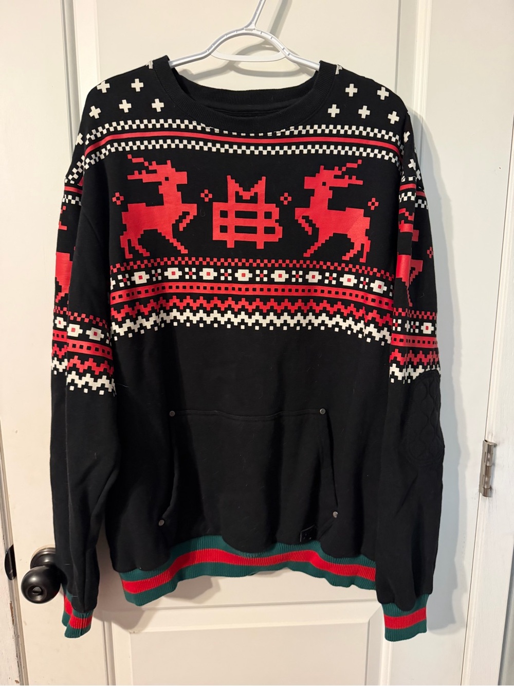 Men's Black & Red Reindeer Crewneck Sweater